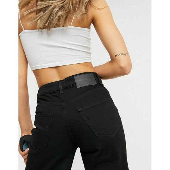 Selected Femme Kate Straight Leg Jeans With High Waist In Black NWT Size 30x32 - Picture 3 of 11